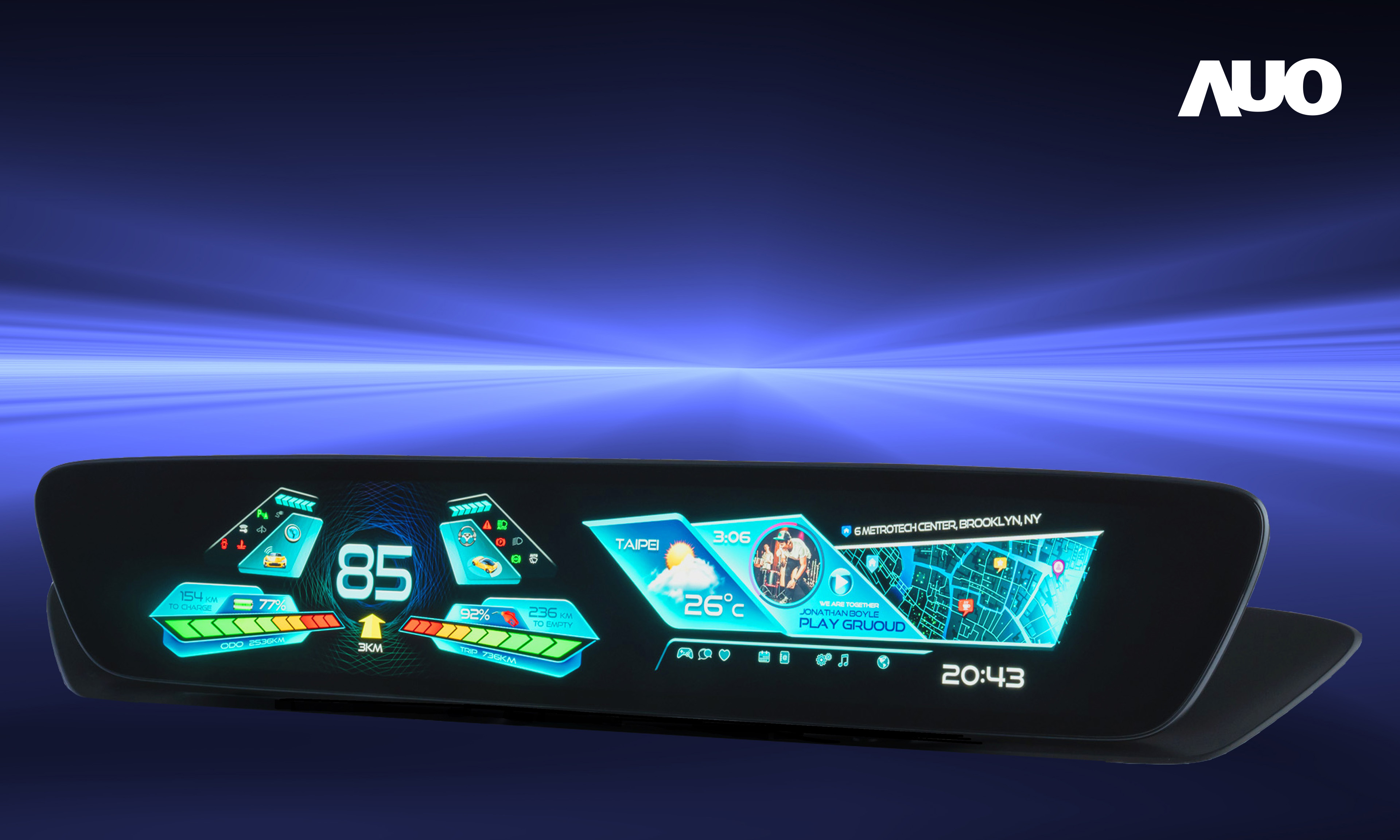 熊猫体育「中国」30.4吋異形曲面AmLED車載顯示系統，為一兼具儀表板及中控台人機介面的創新車載顯示系統，結合美學設計，提升車內科技沉浸感及使用體驗，讓車載顯示的未來應用更加多元化