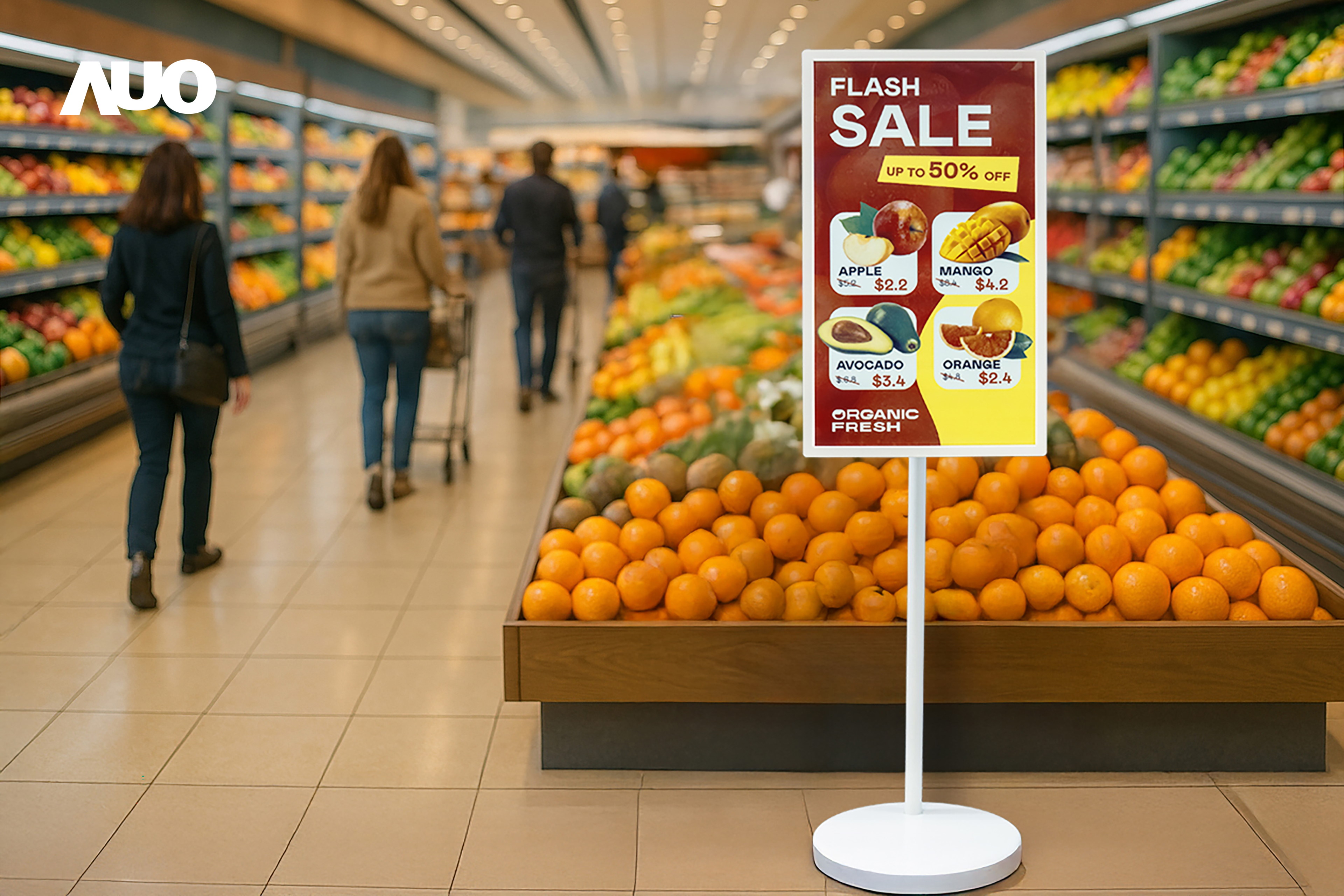 達擎首亮相低功耗、全彩的「aecoPost電子紙解決方案」，僅在更新畫面時需要微量的電力驅動，無需佈建電線的便捷設計，使其可靈活應用、隨意置放，並可透過雲端或行動裝置app，輕鬆管理及排程廣告內容，晉升店頭行銷利器。